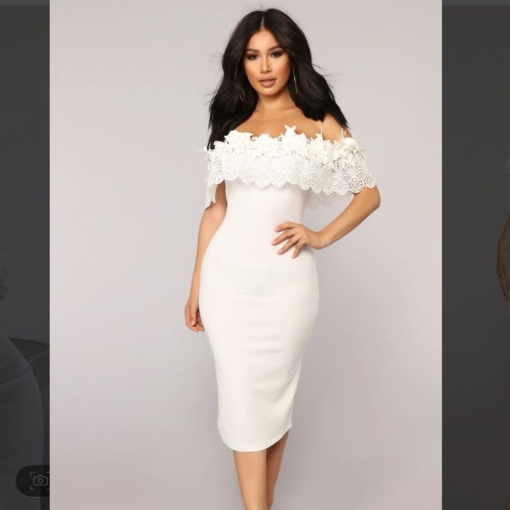 Off shoulder white floral dress